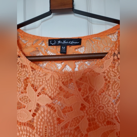 NWOT For Love & Lemons Orange Lace Midi Dress - Picture 7 of 9